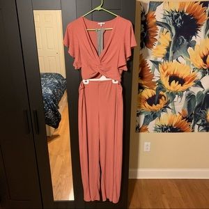 Cropped Pink Iris Pant Set Women’s Large